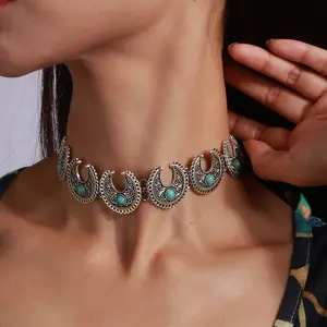 2023 Newest Bohemian Western Cute Native Vintage Turquoise Moon Necklace
