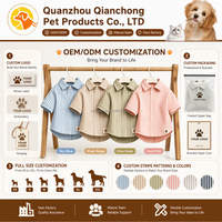 Vêtements personnalisés pour animaux de compagnie, chemise pour chien à rayures, manches courtes, col rabattable, boutons pression, vêtements d'été pour chiots et chats, vente en gros OEM