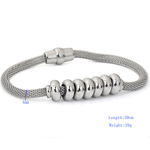 Stainless Steel Cable <b>Bracelet</b> With <b>Beads</b> Ball Shape Geometric Design For Women Gift Jewelry - Product Image 2