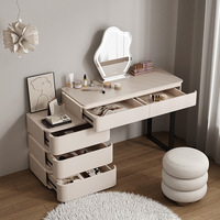 Nuevo Producto: Tocador Moderno y Sencillo Estilo Crema con Tablero de Roca, Mesa de Maquillaje Integrada de Madera Maciza para Dormitorio