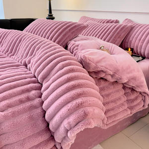 Winter Fleece <strong>Fluffy</strong> Polyester King Size Bedding Bedcover <strong>Set</strong> 1 <strong>Duvet</strong> Cover Zipper Closure 2 Pillow Cases 3Pcs Bedding <strong>Sets</strong> - Product Image 2