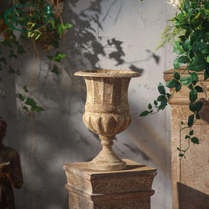 Jarrón de hierro forjado antiguo de estilo europeo para jardín, maceta para plantas de exterior - Product Image 2