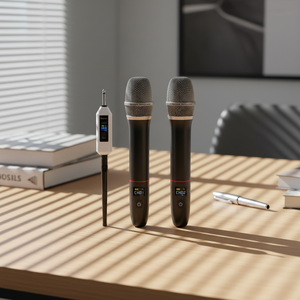 Dos Micrófonos Inalámbricos UHF de Condensador, Micrófono Inalámbrico <span class=keywords><strong>Profesional</strong></span> de Mano para Cantar en Iglesias y Karaoke - Product Image 4