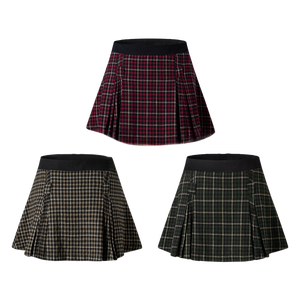 Váy xếp ly cổ điển - Váy ngắn gợi cảm phong cách châu Âu với váy ngắn chữ A kẻ caro - Product Image 6