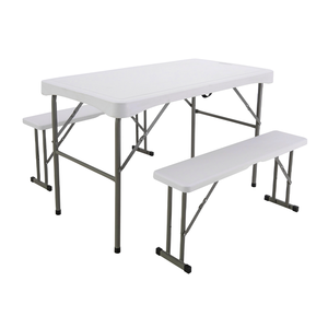 Juego de mesa y banco de cerveza de plástico plegable para comedor de jardín portátil al aire libre - Product Image 1