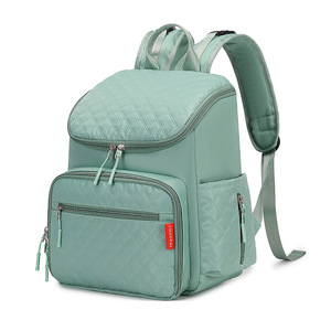 Luxury <b>Black</b> High Quality Waterproof Nylon <b>Backpack</b> Mommy Bag For <b>Women</b> With Gold Zippers Multiple Pockets Adjustable Straps - Product Image 5
