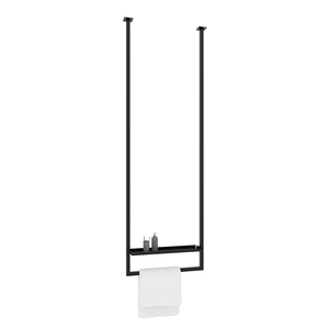 Toallero de Baño Moderno y Simple, Tipo Colgante de Techo, con Estante de Almacenamiento de Hierro Negro, Fácil Instalación - Product Image 1