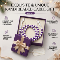 Câble de charge rapide USB multifonction 4-en-1 violet et blanc avec perles, accessoires de voiture tendance, cadeau créatif, cordon de données Type C