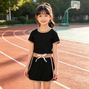 GSPO1814 rts Tenues d'été pour petites filles, imprimé de fleurs roses, manches courtes, pantalon en dentelle double couche, ensemble de vêtements pour enfants - Product Image 3