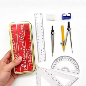 Juego de 9 piezas de compás para enseñanza de matemáticas A5001 con transportador, regla triangular, divisores y borrador, ¡gran éxito de ventas en el mercado africano! - Product Image 1