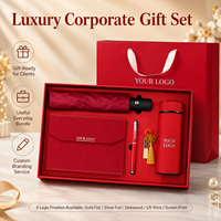 Coffret cadeau de reconnaissance des employés avec logo personnalisé, porte-documents, stylo, clé USB, parapluie et bouteille isotherme