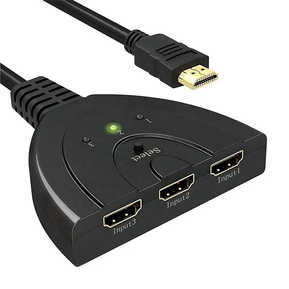 Doonjiey HDMI Switch 3 in 1 out Hdmi Splitter with Pigtail Cable Supports 3D 1080P Audio for Nin-tendo Switch X-box
