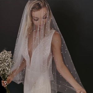 Tissu en tulle doux à faible densité avec perles brodées pour <span class=keywords><strong>voile</strong></span> de mariée - Product Image 3