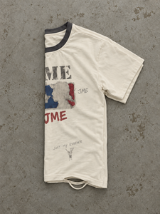 Camiseta Ringer Vintage Personalizada con Cuello en Contraste, Dobladillo Desgastado, Parche con Estampado Gráfico, Estilo Oversize, Streetwear para Hombre - Product Image 2