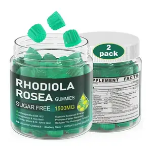 Private Label Aliviar o estresse emocional e restaurar a resistência da fadiga Rhodiola Rosea Ashwagandha Ginkgo Biloba sem açúcar Gu