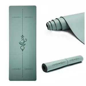2020 Hot New Color Pantone Customizable Original Army Green PU Rubber 4mm Thickness Yoga Mat With Body Line