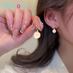 2025 etiqueta privada personalizada Día de San Valentín linda chica colorido Rhinestone perla colgante pendientes listos para enviar - Product Image 6
