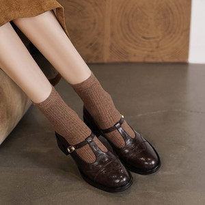 Cialisa Vintage Genuine Leather Mary Jane Pumps for Girls 2026 Spring <span class=keywords><strong>Round</strong></span> <span class=keywords><strong>Toe</strong></span> High Quality Buckle Strap High Heels Women Shoes - Product Image 2