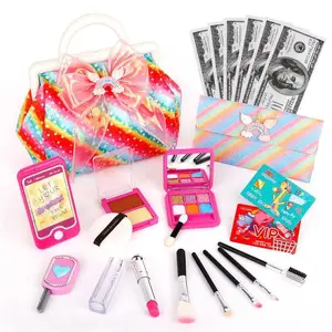 Presentes De Aniversário Para Meninas Bolsa Cosmética Para Meninas Belo conjunto de brinquedos Maquiagem Princess Girl Dressing Plastic