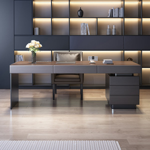 Escritorio de oficina de madera maciza minimalista de diseño moderno, escritorio de estudio de gama alta, escritorio de ordenador minimalista italiano para oficina - Product Image 2
