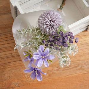 Ramo de Flores Artificiales Zhiyao en Tonos Morados Claro y Oscuro, Decoración para Bodas, Adorno para Colgar en la Pared, Decoración para el Hogar, Tela de Mimbre - Product Image 2