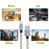 Kabel USB Micro Pengisi Daya Cepat Berbahan Nilon Kepang, Super Charging, Panjang 3 Meter untuk Penggunaan Ponsel, Power Bank, Printer