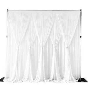 3Mx3M With Ties Chiffon Draping Backdrop Curtain For Aluminum Holder Supports Wedding Backdrop Curtains Decoration