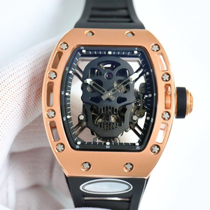 Luxury Skull Skeleton Automatic <b>Watch</b> for Men Rose Gold Tonneau Mechanical Sports Wrist <b>Watch</b> - Product Image 2