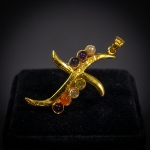 Colgante Metálico Cruz Chakra Dorada con Incrustaciones de Piedras Semipreciosas, Temática Religiosa - Regalo para el Hogar o Negocio Crystalexport.com - Product Image 2
