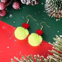 Boucles d'oreilles créoles tendance Grinch en laiton, forme boule, bijoux de Noël, cadeaux de fête pour femmes