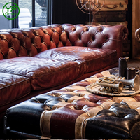 Vintage Chesterfield-Sofa aus echtem, hellfarbenem Vollnarbenleder, klassisches Retro-Sofa, 3-Sitzer-Sofa-Set