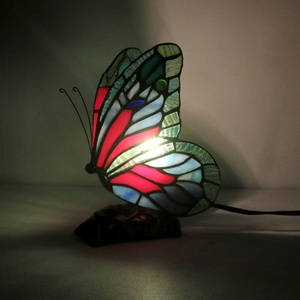 Lámparas de Mariposa Tiffany de Vidrio Teñido LongHuiJing con Enchufe US/EU, Lámpara LED de Mariposa E27 para Mesita de Noche, Habitación Infantil - Product Image 2