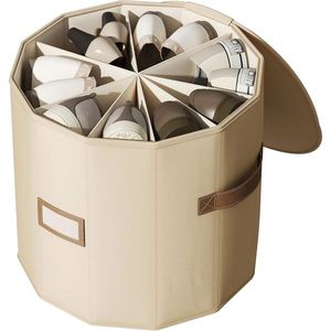 Stackable <b>Shoe</b> Organizer with Adjustable Compartments Circular Shape <b>Foldable</b> Feature Sustainable Materials for Closet Storage - Product Image 1
