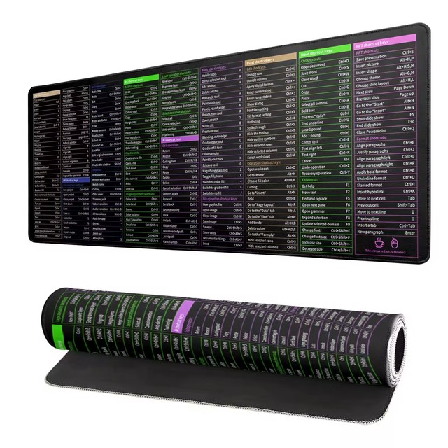 Excel Shortcut Mouse Pad Hotkeys Desk Mat English Version Big Size Keyboard Shortcuts Mat