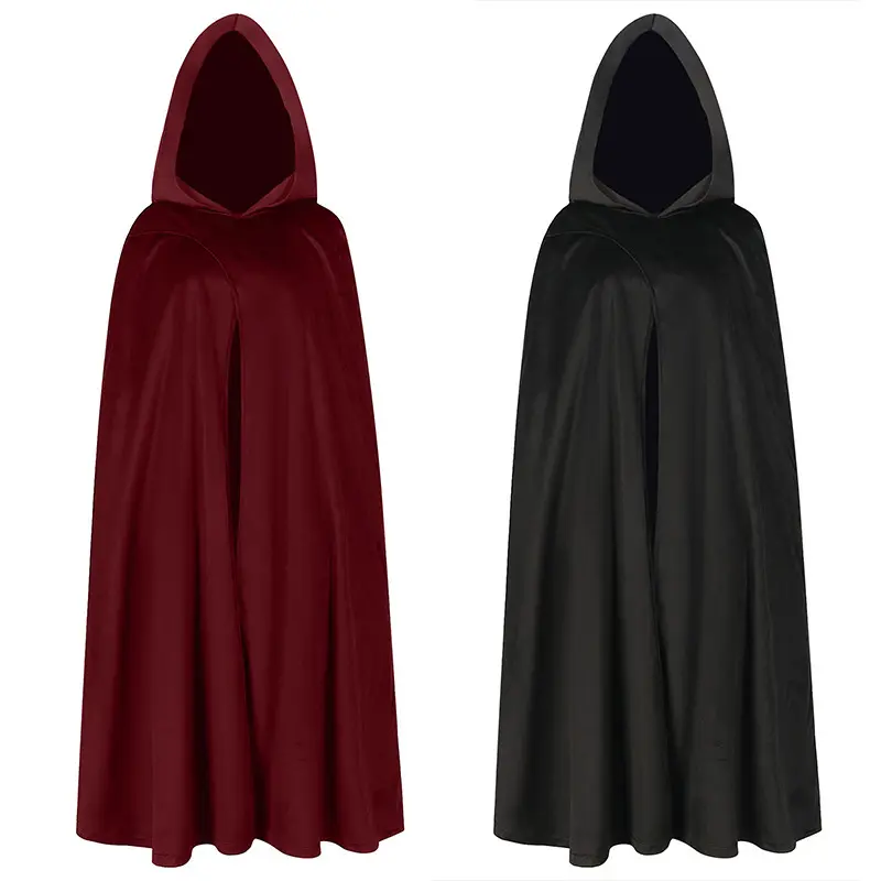 Medieval Cloak Halloween Hooded Monk's Robe Long Sleeve Wizard Guide Death