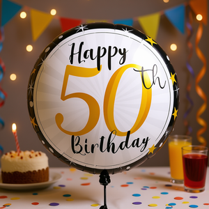 Ballon d'anniversaire en aluminium rond métallique, 45x53cm, décoration de fête pour adultes, célébration du 50e anniversaire - Product Image 4