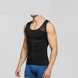 Camicia a compressione da uomo ad alta elasticità Shapewear per il controllo dell'addome del torace canotta per postura correttiva del ventre - Product Image 1