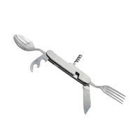 Ensemble de couverts de camping portables en acier inoxydable, pliables, fourchette, cuillère, couteau, vaisselle détachable, design minimaliste, gravure, en stock