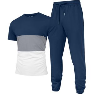 <b>Mens</b> 2 Piece Sweatsuits Set Short Sleeve <b>Pullover</b> Joggers Sweatpants Summer Casual Breathable Tracksuit Outfits - Product Image 2