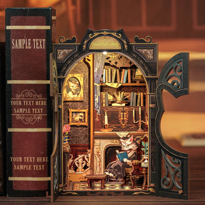 Kit DIY de Rincón de Lectura en Miniatura, Casa de Muñecas con Luz, Inserto de Estantería de Madera, Decoración Retro para Regalos, Serie Librería - Product Image 5