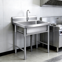 Évier commercial en acier inoxydable 304, auto-nettoyant, finition polie, cuve épaissie, pour cuisine et restaurant