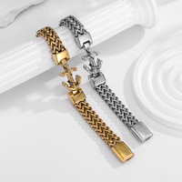 Bracelet en acier inoxydable poli miroir, double chaîne avec fermoir magnétique, 210 mm, bijoux de mode pour homme