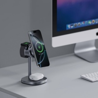 Chargeur sans fil magnétique 3 en 1 Qi2.2 25W avec refroidissement semi-conducteur, tête de charge réglable pour iPhone, iWatch, écouteurs