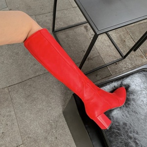 Women's Knee-high Round Toe Side Zip <b>Boots</b> Chunky Heel Microfiber Upper High Booties Breathable Large Size 45 <b>Boots</b> - Product Image 3