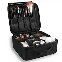 Benutzer definierte Reise Make-up Fall PU Leder tragbare Organizer Make-up Zug Fall Make-up Tasche Kosmetik Fall mit verstellbaren Trennwänden