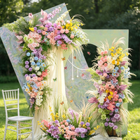 Fleurs artificielles en plastique style Monet, thème Forêt Romantique, incluant des orchidées Phalaenopsis, des roses et des fougères asperges, pour décoration de mariage en extérieur