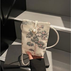 Sac à bandoulière portable élégant rétro en soie pour femme 2026, mini sac à bandoulière tendance, sac à main pour téléphone portable pour femme - Product Image 3