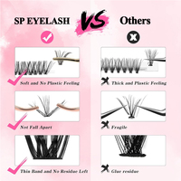 SP EYELASH Kit de Cils en Grappes DIY 3D Effet Vison Synthétique, Style Russe, 8-16mm, Courbure C D, Segments Pré-découpés, Extensions de Cils en Grappes Effilées