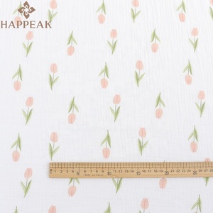 HAPPEAK Impreso Tulipanes Muselina Tejido Algodón Doble Capa Gasa Tela Textil para Manta de Bebé - Product Image 3