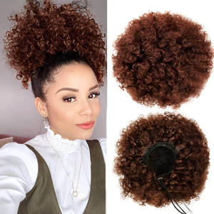 Aksesori Wig lintas batas Eropa dan Amerika, sanggul rambut keriting serut bulu Afrika Kinky ekor kuda - Product Image 3